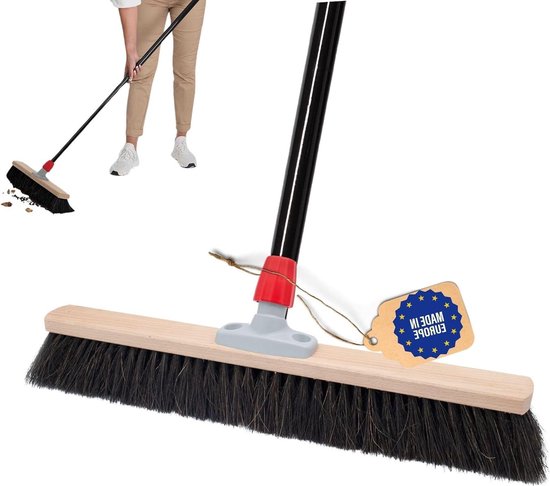 40 cm Saalbezem met steel - fijne paardenhaarborstels - ideaal als werkplaatsbezem - zaalbezem voor industrieel gebruik - natuurlijke haarbezem voor in huis van Bellson