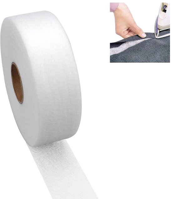 40 mm x 100 m Opstrijkbare Zoom Tape - Zoomband om op te Strijken - Zelfklevende Strijkband voor Textiel, Repareren, Hemming van Gordijnen, Broeken, Kleding van Merkloos	