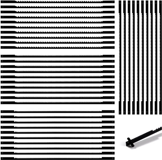 40 Pieces Scroll Saw Blades Set - 10/15/18/24 Teeth Carbon Steel Coping Saw Blade - Pinned Scroll Saw Blade voor Hout, Plastic, Schuim, Zacht Metaal van Merkloos	