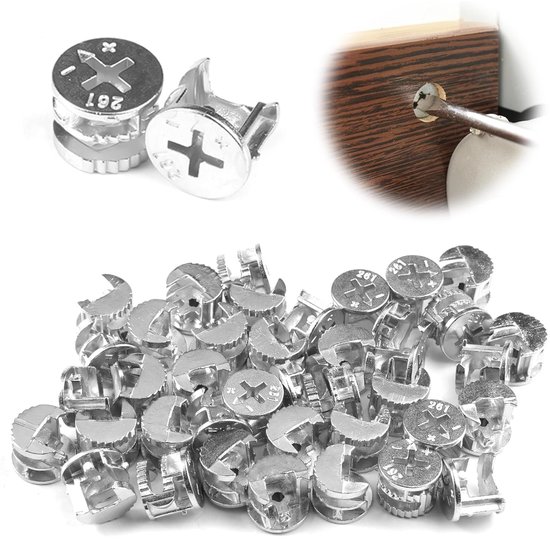 40 Stuks Excentrische Meubelverbinders 15x12mm - Excentrische Meubelconnectoren - Zinklegering - Meubelverbinders - Kastverbinders - Excentrische Connectoren Nokken Sluitmoer voor Meubels - Kasten - Lades