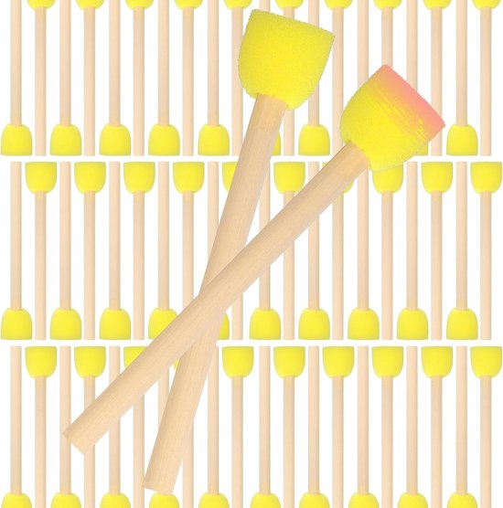 40 stuks ronde sponskwasten voor kinderen - sponzen - ronde stippenkwast - sponskwast - vulkwast om te schilderen - schuimkwast voor acrylschilderen - houten handvat voor doe-het-zelf handwerk van Merkloos	