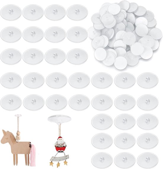 40 Stuks Transparante Zelfklevende Plafond Haken Zonder Boren voor Keuken Badkamer Deur Wand van Merkloos	