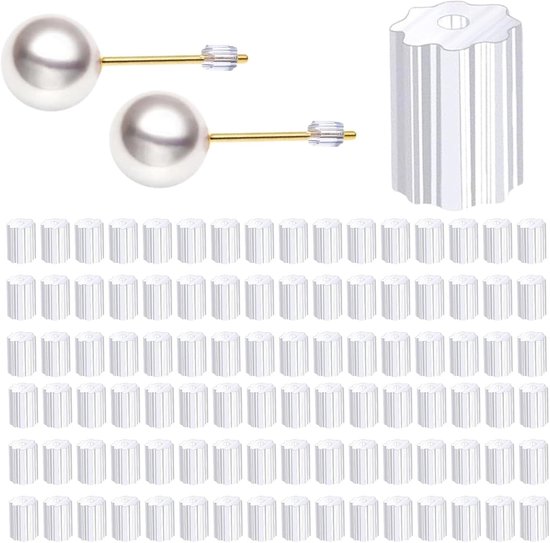 400 stukken stud oorbellen - sluitingen - plastic oorbellen - transparante oorstopper - oorstopper voor bevestiging van Merkloos	