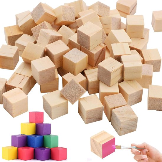 400 Stuks Houten Kubussen - 10 mm - Vierkant - Om Te Knutselen - Natuurlijke Kleine Blokken - Blanco Voor Doe-Het-Zelf Projecten - Schilderen - Creatieve Knutselmaterialen van Merkloos	