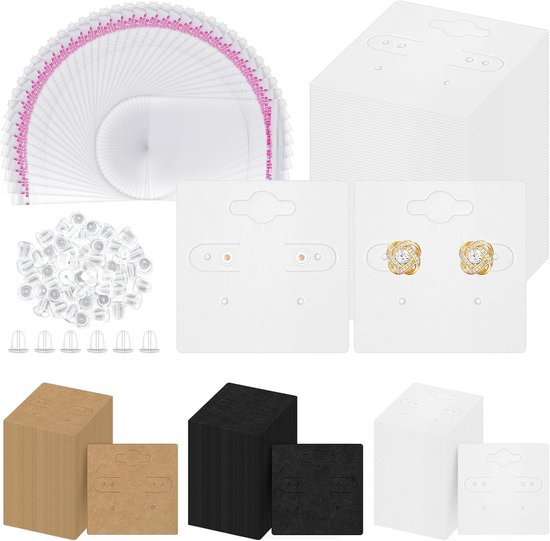 400pcs Earring Cards with 6 Holes - 2 Inch White Display Cards - Kraft Card Holder for Stud Earrings - Hanging Jewelry Display en Packaging van Merkloos	