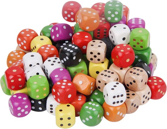 40pcs Houten Dobbelstenen - Kleurrijke Zeszijdige Dobbelstenen - Duurzame Houten Dobbelstenen voor Binnen- en Buitenfeesten - Spellen voor Volwassenen en Gezinnen zoals Tenzi van ABida