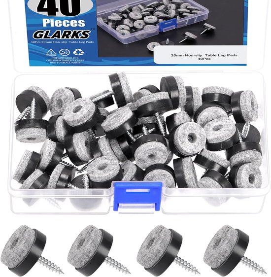 40pcs Zwarte 20MM Meubelglijders - Schroef-on Meubel - Antislip Vilt Pad Slider Vloerbeschermer voor Houten Poot Voeten van Stoel Tafel Bank Kruk van Vellofurniture