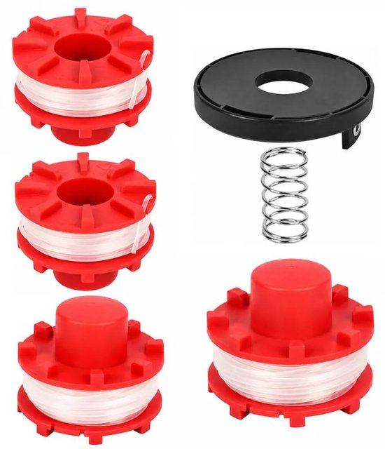4+1+1 trimmer spoel- en dopset Geschikt voor Einhell CE-CT36/30 3405096, 2,0 mm x 8 meter nylon draad, met veer.