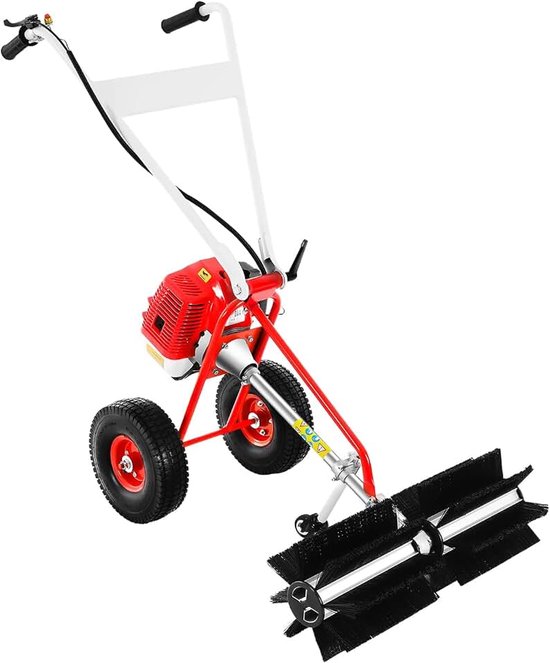 43 cc, 1250 W, handmatige veegmachine, motorbezem, 1,7 pk, onkruidborstel, handschuifmachine, sneeuwschuiver, sneeuwblazer voor buiten