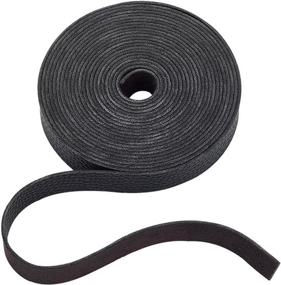 4,37 Yards 0,79 Inch Breed Zwarte Platte Leren Bandjes - Rol-riemwrap - Lychee-patroon Leren Stroken Voor DIY-Knutselprojecten - Hondenhalsbanden - Riemen - Sleutelhangers - Sieraden - Leer
