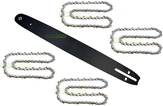 45 cm (18") 1,5 mm 0,325" 72 DL-zaagblad + 4 kettingen voor Scheppach CSP50 / BE18-72-5810P