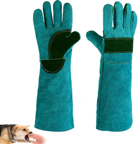 45 cm lange Anti-Bite Handschoenen voor Dierenbehandeling in Groen van Merkloos	