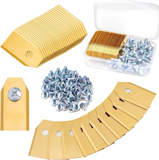 45x Robotmaaier Messen Titanium RVS – Universele Vervangmesjes voor Husqvarna Automower, Gardena, Yardforce – Duurzame Roestvrijstalen Grasmaaier Mesjes met Schroeven & Opbergdoos - ANMI van ANMI