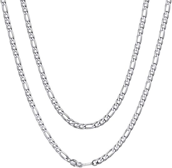 4/6/9/13 mm figaroketting, modieuze halsketting van roestvrij staal, zilver/18k verguld/zwart, coole halsketting (35,5 - 76 cm) voor modellen / hip pop rapper/dames en heren