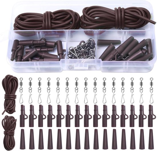 47-delig Karper Accessoire Set - Rvs, Bruin, Compleet met Diverse Onderdelen en Gereedschap