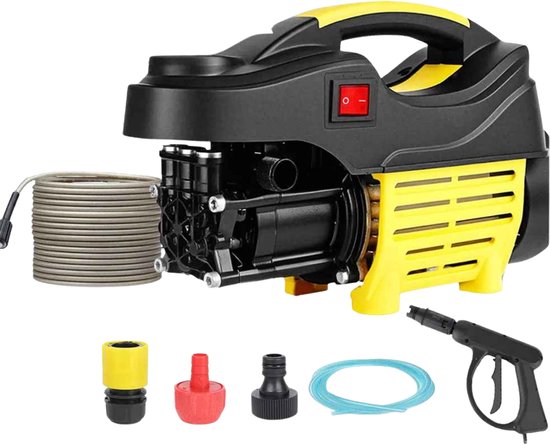 4800W Elektrische Hogedrukreiniger 200 Bar – Krachtige Auto Wasmachine met Spuitpistool & Slang – Draagbare Reiniger voor Auto, Terras & Oprit van Merkloos	