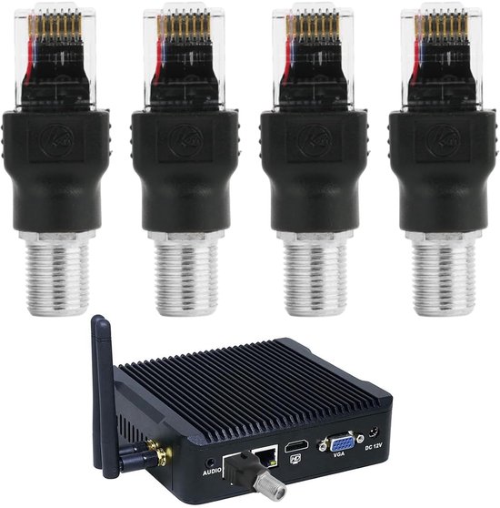 4PCS Coaxial RF Female to RJ45 Male Adapters - RF to RJ45 Coaxial Converter - Coaxial RJ45 Coupling to RF Male - voor Line Testers en Coaxial Cable Tracking van Merkloos	