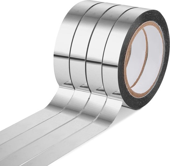 4pcs Metallic Mirror Tape - DIY Art Graphic Tape voor Gift Wrapping - Creatieve Knutsel Decoratie - 1cm x 80m (Silver) van Merkloos	