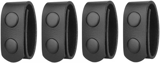 4Pcs Riem Keepers - PU Lederen Duty Riem Keeper Met Dubbele Snaps - Fit 2-2¼ Inch Tactische Riem - Zwart - 7.6*1.1“ van Merkloos	