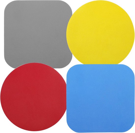 4pcs Rubber Pot Gripper Pads - Rubber Pot Gripper Opener voor Senioren - Keuken Coaster voor Zieke Kinderen en Vrouwen met Zwakke Handen - Rond (Geel, Rood) - Vierkant (Grijs, Blauw) van Boao