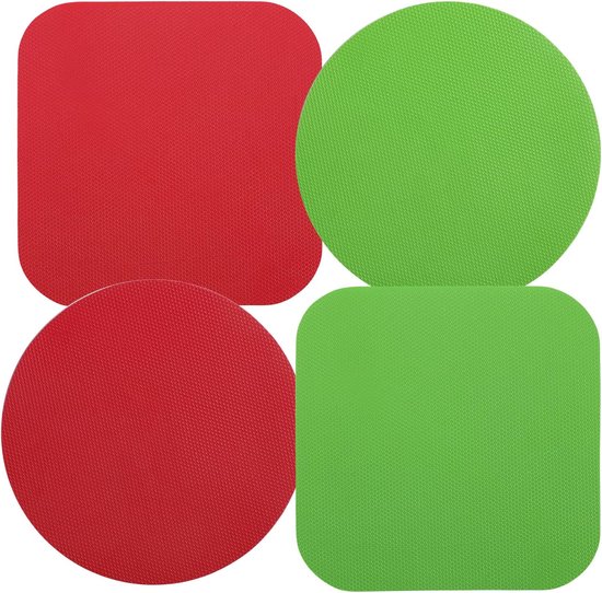 4pcs Rubber Pot Gripper Pads - Rubber Pot Gripper Opener voor Senioren - Keuken Coaster voor Zwakke Handen - Rond (Rood, Groen) - Vierkant (Rood, Groen) van Merkloos	