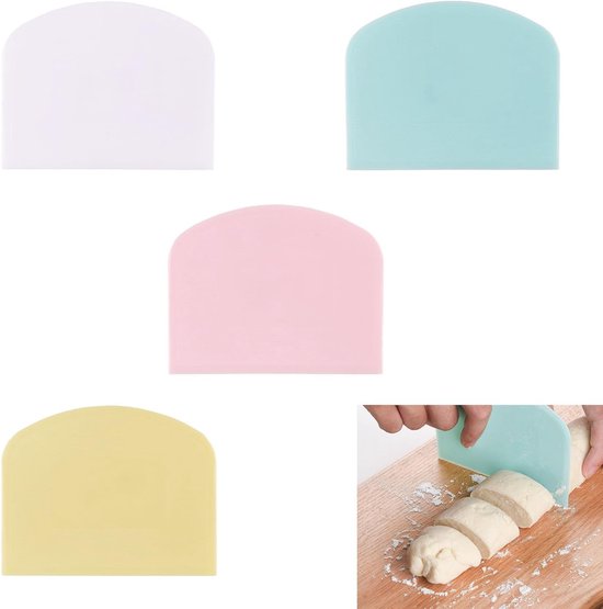 4pcs silicone dough scrapers - multifunctionele spatels - voor het snijden van deeg, het schrapen van boter en het verdelen van jam (wit, lichtblauw, rood, geel) van YuCool