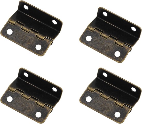 4PCS Three Fold Hinges, Flexible Metal Decorative Box Hinges 41mm Half-Surface Hinges Chest Hinges for Door, Cabinet and Jewelry Chest (Antique Bronze)