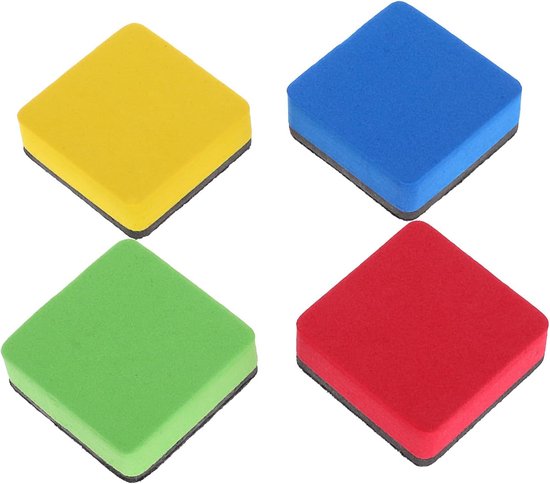 4pcs Whiteboard Eraser - Dry Erase Erasers - Kleine Chalkboard Wiper Pads - Kleurrijke White Board Cleaner Marker voor Klaslokaal - Kantoor - Glas - Thuis - Leraar - Student - Presentatie van Merkloos	