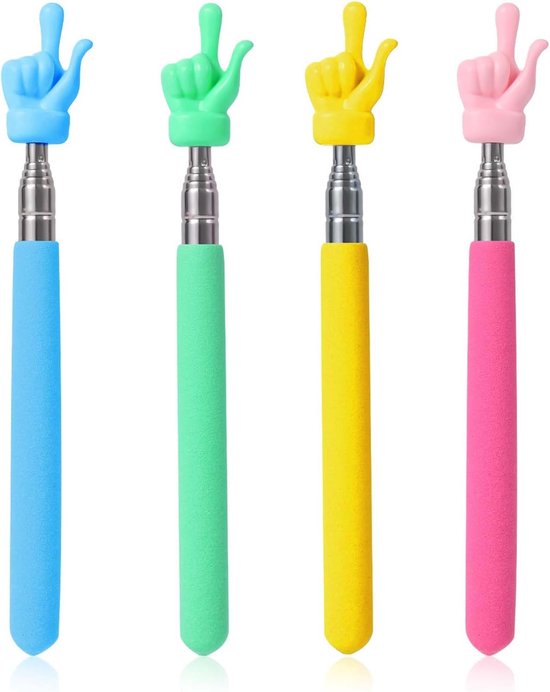 4st Teachers Pointer Sticks, Telescopische Teachers Pointer voor Klassikale Presentatie Whiteboar Uitschuifbare Pointing Stick voor Lerarensprekers (Roze, Geel, Blauw, Groen) van Merkloos	