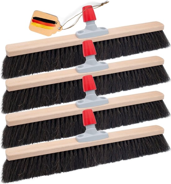4x bezems natuurhaar 40 cm bezemkop I zonder steel I paardenhaar zwart I bezem voor binnen I garde universele bezem huisbezem binnen van Silverline