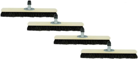 4x bezems natuurhaar 60 cm bezemkop I zonder steel I paardenhaar zwart I bezem voor binnen I garde universele bezem huisbezem binnen