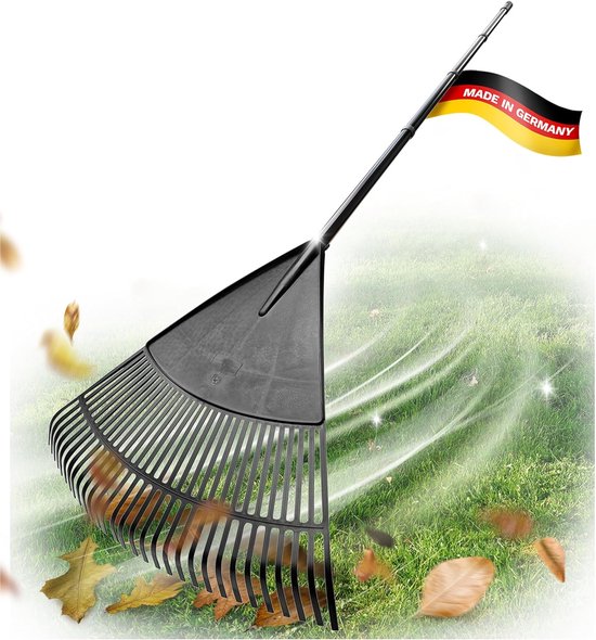 4x Bladharken met 4-delige insteek- en schroefbeugel, bladveger met 30 kunststof tanden, harkwerkbreedte 75 cm, bladhark, tuinbezem, gazonhark, hark, tuinbezem, tuingereedschap zwart van Ribelli