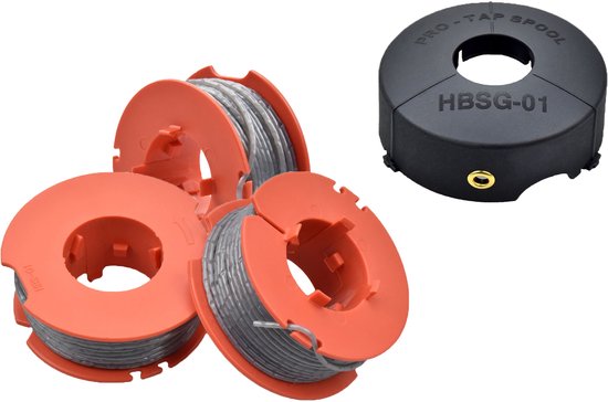 4x F016800175 Draadspoel grastrimmer - Geschikt voor Bosch Art 23 26 30 Easytrim en Combitrim, Pro-Tap automatische spoel Zacht koord, 8M x 1,6 mm - Geschikt Geschikt voor hoes F016L71088 (3 spoelen + 1 hoes) van Bosch
