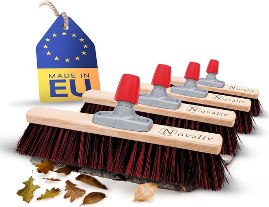 4x Mix Arenga Elaston Bezem 50 cm Bezemkop I zonder steel I Arenga-Elaston Zwart-Rood I Bezem voor buiten I Straatbezem Industriële bezem Tuinbezem Gardebezem Universele bezem van Merkloos	