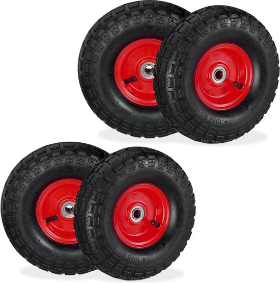 4x steekwagenwiel 4.1/3.5-4 - reservewiel - bolderkarwiel - stalen velg van Merkloos	