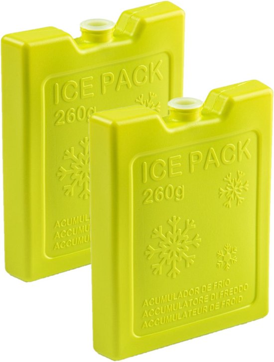 4x stuks 260 grams koelelementen 13 x 10.5 x 2 cm groen plastic van Orange85