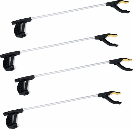 4x Stuks zwerfvuilgrijper/afvalgrijper zwart 76 cm van kunststof - Grijparmen - Vuilnisgrijpers van LifeGoods