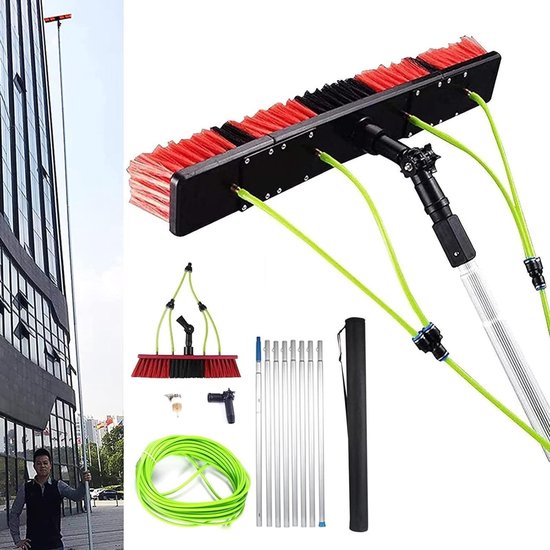 5-12M Raamborstel Uitschuifbare Serre Dakreiniger Telescopische Steel 6m Voor Fotovoltaïsche Panelen Reiniging Vrachtwagen Ramen (50cm Borstel 6m Steel)
