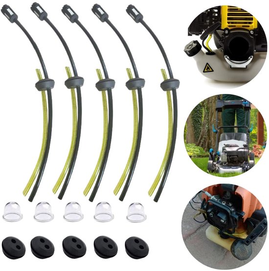 5-delige Brandstofleidingset — Grasmaaiers filters — Heggenscharen brandstofleidingen — Trimmers accessoires — Vervangende olieleiding — Inclusief brandstoffilters, brandstofcups — Compatibel met grasmaaiers, heggenscharen, bosmaaiers, kettingzagen