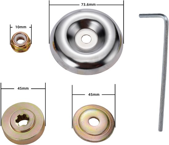 5-delige set metalen tandwielmoeren voor grasmaaiers, adapterset voor grasmaaiermessen, accessoires voor grasmaaiers