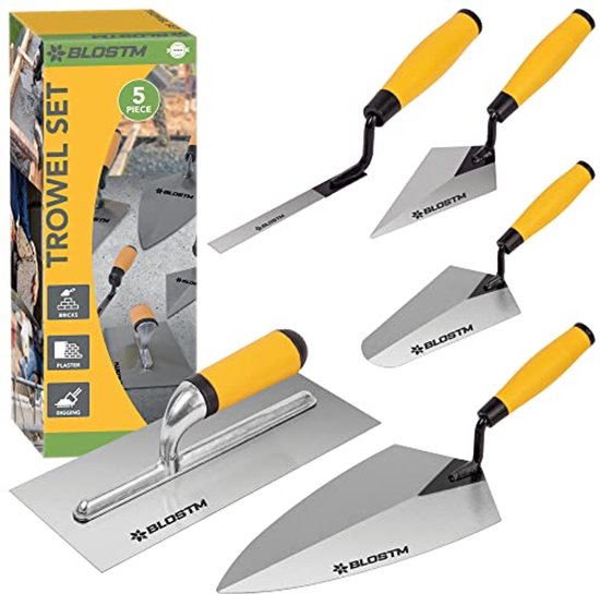 5-delige Troffel Set - Steenvoegen, Pleisteren en Metselen Gereedschap - Duurzaam Koolstofstaal met Zachte Handgrepen van Topex