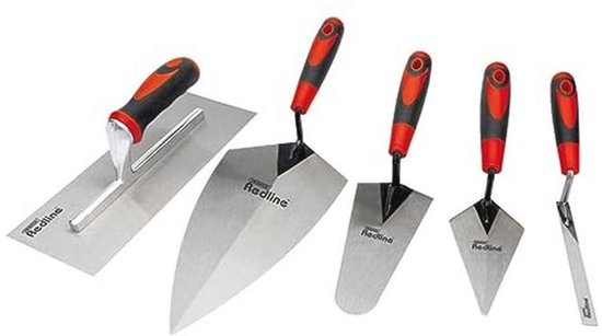 5-delige Troffel Set voor Baksteen en Stukadoren - Rood