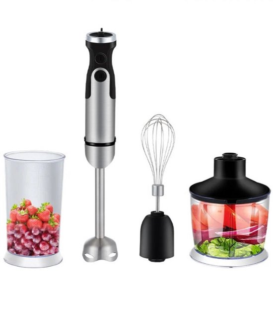 5-in-1 Handblenderset - Handmixer - Handblenderset inclusief Draagbare Blender - 800 ml Hakkom - Garde - 600 ml Mengbeker - Melkopschuimer Accessoire - 220-240V - Zwart van MOA