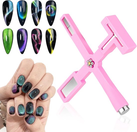 5-in-1 kattenoog magneetset, multifunctionele kattenogen, nagelmagneet, kruis, kattenogen, magneetstift, nail art, magneetgereedschap, accessoires voor nagels, kattenogen, nagelkunst, design (roze) van KADS
