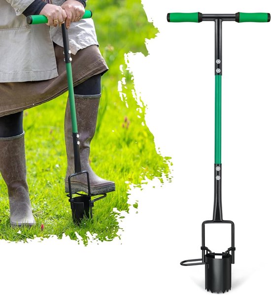 5-in-1 Tuingereedschap - Gazonplanter Bollenplanter - Planten Wieden Graven - Lange Steel T-Handvat - 99 cm - Zwart
