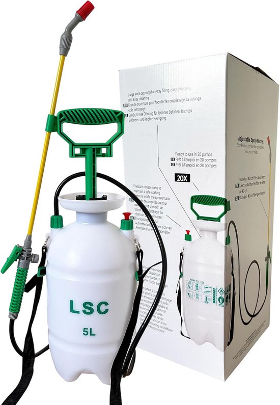 5 Liter Druksproeier met Verstelbaar Mondstuk en Draagriem voor Tuin en Terras
