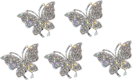 5 stks Bling Vlinder Vormige Strass Stickers voor Auto - DIY Craft & Art Project - Woondecoratie en Versiering van Merkloos	