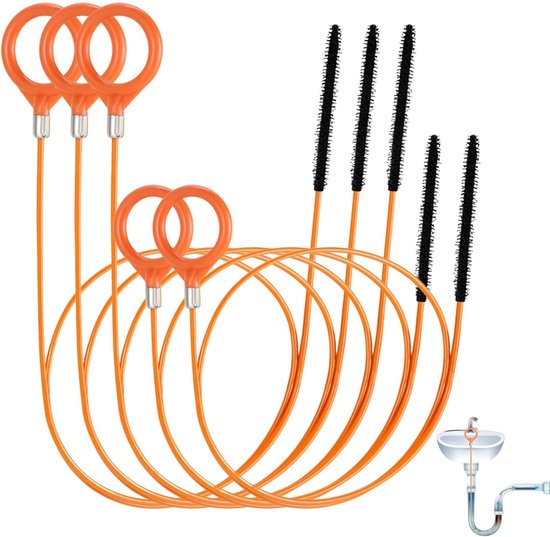 5 stuks afvoerreinigers, spiraal, 87 cm en 130 cm, onbreekbare roestvrijstalen afvoerreiniger-sticks, buisreinigingsspiraal voor badkamer, steekgat, keuken en douche