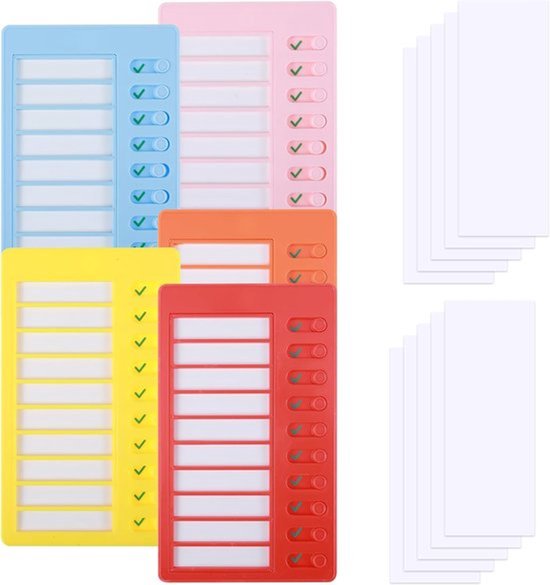 5 stuks blanco takenlijstborden, beweegbare schuif-to-do-lijst voor kinderen, robuuste checklistborden met 10 vellen blanco karton