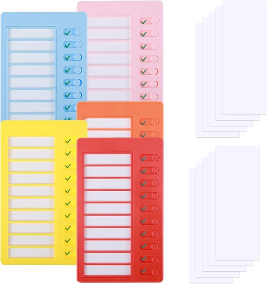 5 stuks blanco takenlijstborden, beweegbare schuiver to do-lijst voor kinderen, robuuste checklist boards met 10 vellen blanco karton van Merkloos	